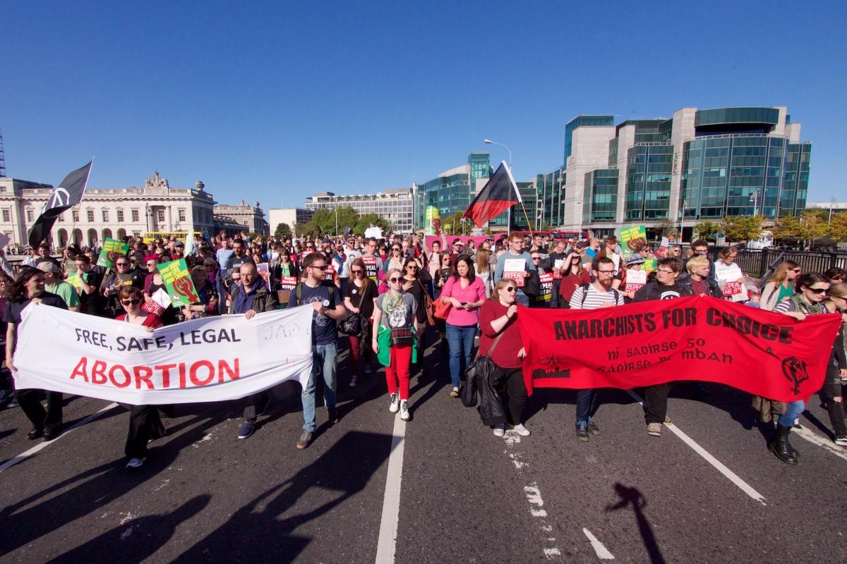 Pro Choice march at the Customs House in Dublin - Photo by Andrew Flood