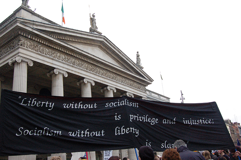 Back of WSM banner with GPO Dublin in the background